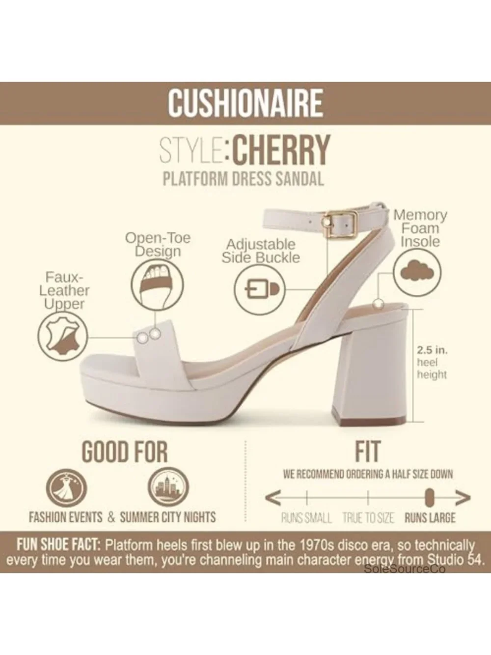 Women's Cherry Platform Sandals with Memory Foam, Ankle Strap, Faux Leather